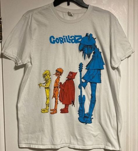 Vintage Gorillaz Band Tee   Retro Music T Shirt  Shirt Outfit Idea Easy 30 day return policy Gorillaz Shirt Aesthetic, Gorrilaz Shirt, Gorillaz Fashion, Gorillaz Merch, Gorillaz Shirt, Gorillaz Band, Music T Shirt, Silly Clothes, Band Merch