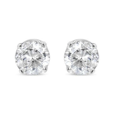 14K White Gold Round Cut Diamond Solitaire Stud Earrings (1/2 cttw, H-I Color, SI1-SI2 Clarity) https://www.jaaziintl.com/products/14k-white-gold-round-cut-diamond-solitaire-stud-earrings-1-2-cttw-h-i-color-si1-si2-clarity Jaazi Intl #Hot White Gold Earrings Studs, White Gold Studs, White Gold Solitaire, Stud Style, Colorless Diamond, Solitaire Studs, Diamond Stud Earrings, Diamond Stud, White Diamonds