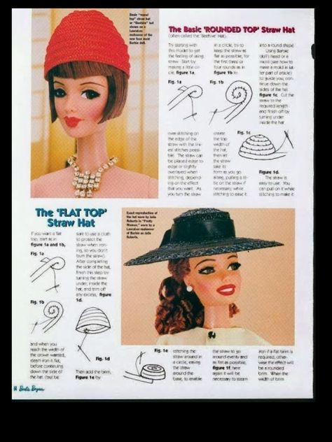 Chanel Barbie, Free Barbie, Accessoires Barbie, Doll Bedding, Barbie Hat, Mini Hats, Doll Hats, Barbie Sewing Patterns, Crochet Barbie