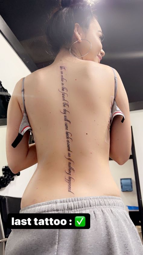 Back Tattoo Women Words, Low Back Tattoo Women, Low Back Tattoo, The Day Will Come, Tattoo Women, Collar Bone Tattoo, Back Tattoo Women, Spine Tattoos, Girly Tattoos