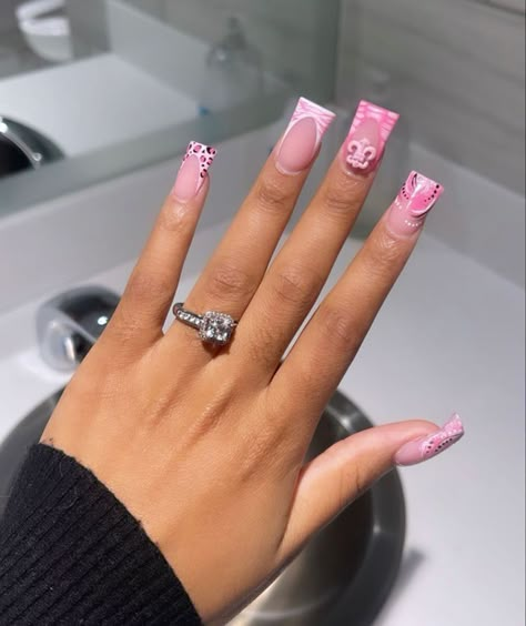 Acrylic Nail Inspo Black Women, Crocs Print Nail, Croc Print French Tip Nails With Charms, Extra Af Nails, Valentine’s Day Nail Sets, Baddie Birthday Nails Leo, Extra Birthday Nails Short, Short Freestyle Nail Designs, Small Duck Nails