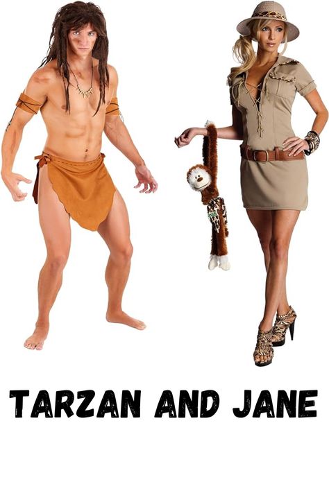 Tarzan And Jane Costume, Tarzan And Jane Costumes, Jane And Tarzan, Jane Costume, Jungle Costume, Most Popular Halloween Costumes, Popular Halloween Costumes, Safari Outfits, Tarzan And Jane