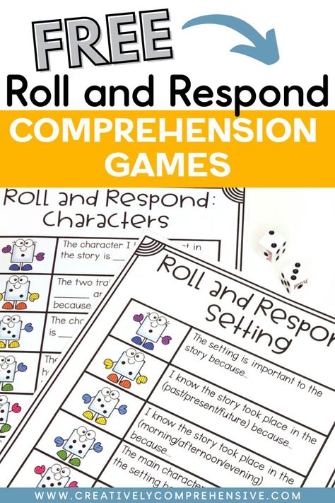 Grab these free comprehension center games at my website. Simply click subscribe and receive these fun, low-prep activities you can print out and use in your classroom today (all you need are dice)! Included are 8 game boards based on the most important reading skills and strategies, a direction sheet, and a recording sheet for accountability. Your students will have so much fun rolling the dice and showing what they know about the books they are reading! Can be used with any fiction selection. Reading Games Middle School, Reading Night Activities, Family Literacy Night Activities, Literacy Night Activities, Reading Skills And Strategies, Aba Activities, Comprehension Games, Family Literacy Night, Elementary School Activities