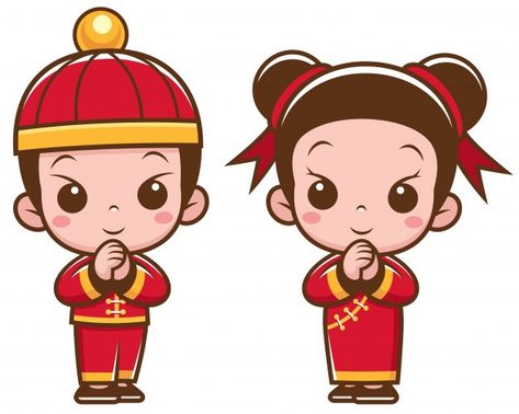 Cartoon chinese kids Premium Vector | Premium Vector #Freepik #vector #kids #character #cartoon #chinese Chinese Chibi, China Cartoon, Chinese Cartoon Characters, Printable Batman Logo, Happy New Year Animation, New Year Cartoon, Kids Going To School, Chinese New Year Card, Chinese New Year Greeting