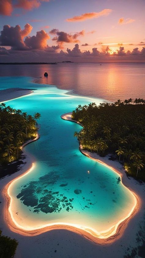 Lagoon Aesthetic, Tropical Island Aesthetic, Tropical Island Resort, Summer Beach Wallpaper, Paradise Pictures, Deep In The Forest, Beach Sunset Wallpaper, Stone Sphere, Sunset Glow