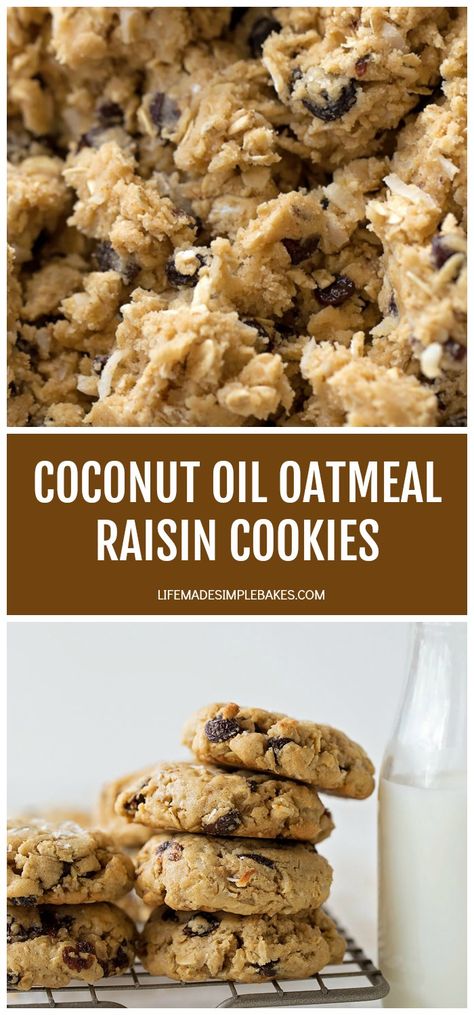 Coconut Oil Cookies, Baking With Coconut Oil, Soy Free Recipes, Coconut Oil Recipes, Healthy Food Facts, Oatmeal Raisin Cookies, Healthy Meals To Cook, Raisin Cookies, Oatmeal Raisin