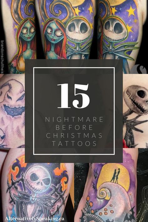 Are you a lover of The Nightmare Before Christmas? Check out this collection of beautiful, eye-catching and mind-blowing tattoos featuring Jack Skellington, Sally, Oogie Boogie, Zero and more! #nightmarebeforechristmas #nbc #tattoos #tattoo #tattooideas #tattooinspiration Zero Tattoo Ideas, Jack And Sally Quotes, Oogie Boogie Tattoo, Nightmare Before Christmas Tattoos, Jack And Sally Tattoo, Zero Tattoo, Nightmare Before Christmas Kids, Christmas Tattoos, Jack Skellington Tattoo