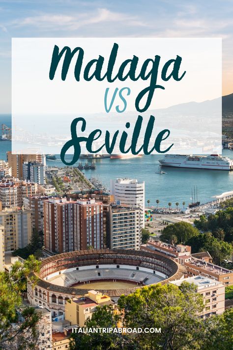 We have been to both Malaga and Sevilla and have to admit we loved it at first sight. But, of course, there are different reasons to love Malaga and Seville, and this guide will help you to make the right decision for your next vacation | malaga vs seville | malaga or seville | seville and malaga | spanish cities to visit | #malaga #seville #spain #cities #europe #travels Spain Cities, Malaga City, Trip To Spain, Spanish City, Cities To Visit, Right Decision, Malaga Spain, Seville Spain, Andalusia