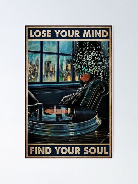 Vinyl Record Wall Art, Record Wall Art, Find Your Soul, Lose Your Mind, Vertical Poster, Canvas Art Wall Decor, Vintage Canvas, Music Print, Painting Style