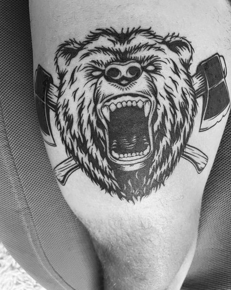 Angry Bear Tattoo, Angry Bear, Bear Tattoo, New Tattoos, I Tattoo, Skull Tattoo, Tattoo Ideas, Tattoos