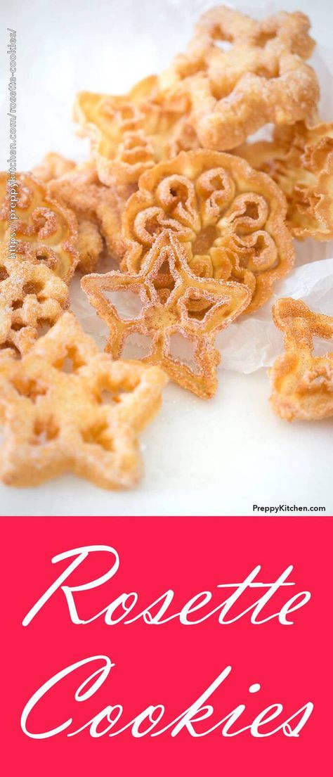 Rosette Cookies Rosettes Cookie Recipe, Rosette Recipe, Rosette Cookies, Dessert Simple, Great Desserts, Best Dessert Recipes, Easy Cookies, Oatmeal Cookies, Beignets