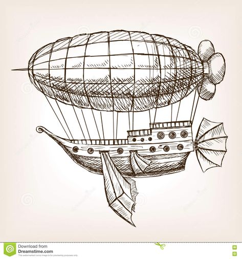 Steampunk Mechanical Flying Airship Sketch Vector Stock Vector - Illustration of vintage, drawing: 74759827 Steampunk Art Illustration, Ville Steampunk, Steampunk Drawing, Steampunk Ship, Airship Art, Steampunk Illustration, Flying Ship, Steampunk Vehicle, Steampunk City