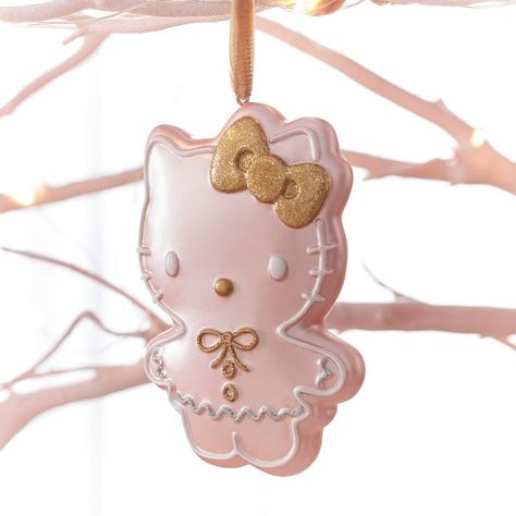 Kawaii Christmas Decor, Pottery Barn Ornaments, Sanrio Ornaments, Gingerbread Disguise, Hello Kitty Ornaments, Hello Kitty Gingerbread, Gingerbread Nails, Gingerbread House Kit, Hello Kitty Holiday