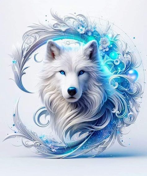 Native American Wolf Art, Wolf Art Fantasy, Magical Wolf, Mystical Wolf, Native American Wolf, Mystical Animals, Fantasy Wolf, Spirit Animal Art, Wolf Spirit Animal