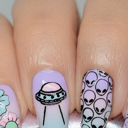 Charissa | Nail Art &Tutorials on Instagram: "Pastel Aliens 👽    #springnails #diynails #naturalnails #nailitdaily #nailspiration #dopenails #nailartwow #aliennails #aliens #gradientnails #ombrenails #pastel #pastelnails" Alien Nails Design, Alien Nails, Nail Art Tutorials, Gradient Nails, Pastel Nails, Nail Art Tutorial, Dope Nails, Ombre Nails, Nails Design