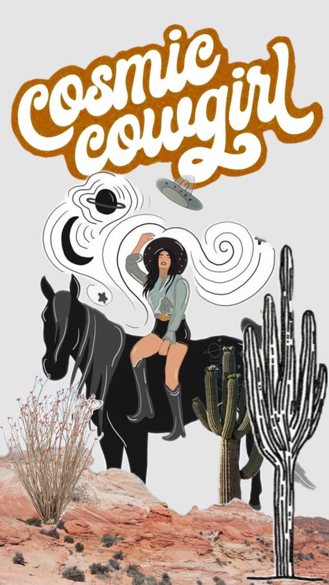 Cosmic Cowgirl. Cosmic Cowgirl Aesthetic, Cosmic Cowgirl, Cowgirl Aesthetic, Cute Wallpapers, Digital Art, Cricut, Wallpapers, Art