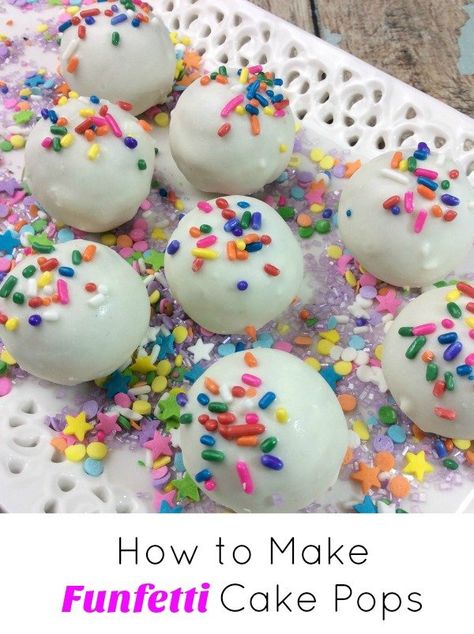 How to Make Funfetti Cake Pops Funfetti Cake Pops Recipe, Funfetti Cake Pops, Cake Funfetti, Funfetti Cake Mix, Chocolate Melting Wafers, Cake Pop Stands, Cake Pops How To Make, Hazelnut Cake, Cake Pop Recipe