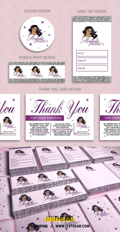 Hair Package Ideas, Hair Tags For Bundles, Hair Business Packaging Ideas, Starting A Hair Business, Selling Hair Business, Lipgloss Business Packaging, Wig Packaging Ideas, Packaging Sticker Design, Hair Branding