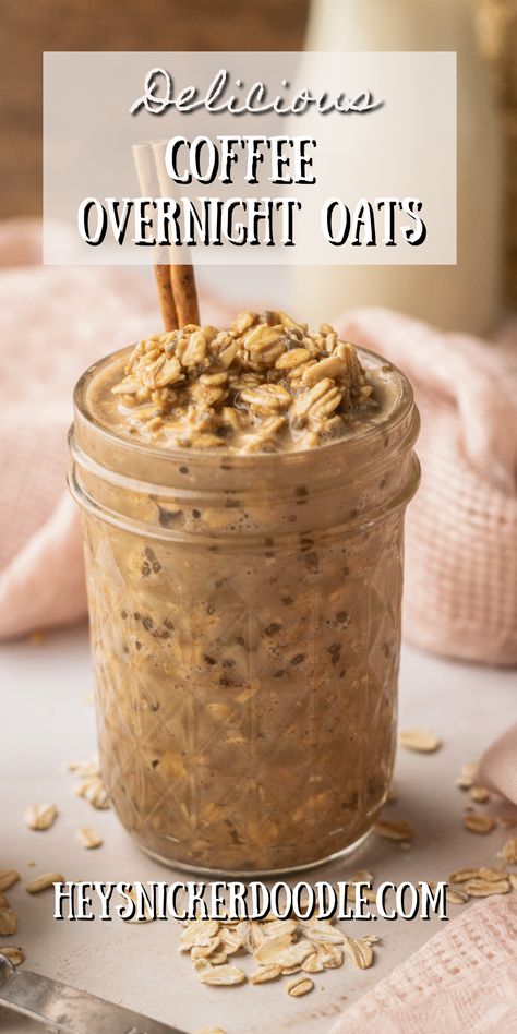 Brown sugar, espresso powder and cinnamon are combined with oat milk to give these overnight oats all the flavor of your favorite Starbucks drink...in breakfast form! These Coffee Overnight Oats are a perfect way to start your day. Make them in a jar before you go to bed and wake up to breakfast ready to grab as you run out the door! Chocolate Coffee Overnight Oats, First Time Overnight Oats, Overnight Oats With Oat Milk No Yogurt, Overnight Oats Healthy Coffee, Desert Overnight Oats, Overnight Oats Trim Healthy Mama, Drinkable Oats Recipe, Cappuccino Overnight Oats, Maple Pancake Overnight Oats