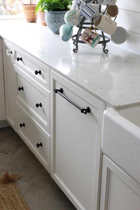 Hidden Dishwasher, Herringbone Tiles Kitchen, Dishwasher Panel, Shiplap Kitchen, Kitchen Remodel Countertops, Kitchen Aid Appliances, Kitchen Countertop Materials, Outdoor Kitchen Appliances, Kitchen Cabinets Makeover