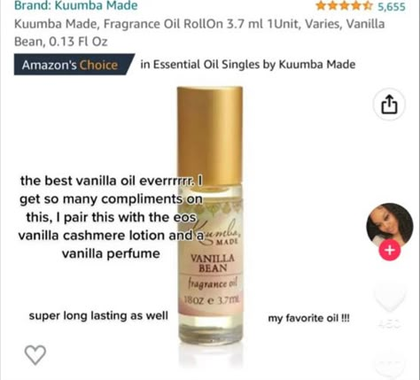 Vanilla Oil Perfume, Affordable Vanilla Perfume, Vanilla Based Perfume For Women, Kuumba Made Oil Vanilla, Aesthetic Vanilla Perfume, Hair Perfume Vanilla, Vanilla Everything Oil, Vanilla Perfume Oil, Fragrance Lab