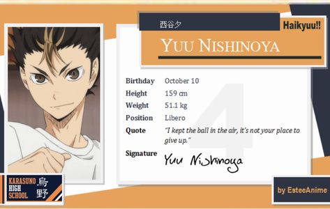 Haikyuu Name List, Haikyuu Characters Cards, Karasuno High School, Identity Card Design, Anime Crafts Diy, Nishinoya Yuu, Haikyuu Volleyball, Haikyuu Kageyama, Haikyuu Wallpaper