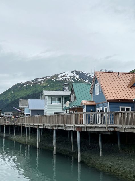 Alaska 
Fishing town 
Seward
Places to visit in Alaska Small Town Alaska, Fishing Town Aesthetic, Alaska Trips, Alaska Town, Alaska Beach, Pnw Vibes, Fishing In Alaska, Alaska Life, Alaska House