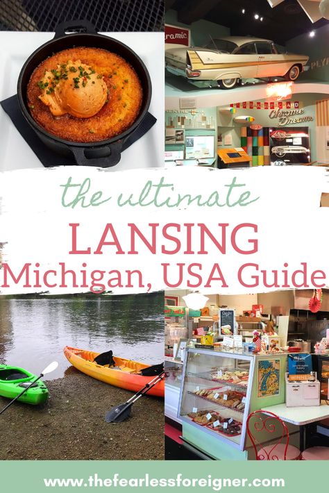 Your complete guide to Lansing, Michigan, USA. If you are wondering where to go in Michigan, Lansing has the perfect mix of city activities and outdoor adventures in nature. Find out what to do in Lansing, where to stay in Lansing and what to eat in Lansing. #LansingMI #Michigan #MichiganTravel #DiscoverMichigan #MidwestTravel #USARoadTrip #SummerTravel #TheFearlessForeigner Lansing Michigan Things To Do, City Activities, Michigan Mitten, Southwest Michigan, Usa Destinations, Lansing Michigan, Midwest Travel, Travel Bucket List Usa, Travel Canada