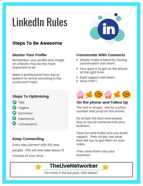 I have a lot of network marketers ask me, what makes you so good at LinkedIn for network marketing?  Where did you find all of these amazing people?  https://thelivenetworker.com/how-to-use-linkedin-for-network-marketing/  Here is the answer.  I follow these rules starting with my LinkedIn profile, followed my reaching out & connecting on a daily basis and everything on the blog post above.  If you want professionals in your business, you've made it to the right spot! Linkedin Post Ideas, How To Network With People, Post For Linkedin, Linked In Tips, How To Message A Recruiter On Linkedin, Linkedin Strategy For Business, Best Linkedin Profiles, How To Use Linkedin, How To Use Linkedin To Find A Job