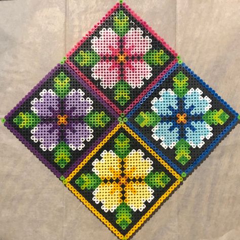 Perler Creations Kawaii, Perler Bead Patterns Square, Stained Glass Perler Bead Patterns, Perler Bead Portrait, Perler Mandala, Mini Fuse Bead Patterns, Perler Bead Coasters Patterns, Perleplader Ideas Cute, Perleplader Ideas