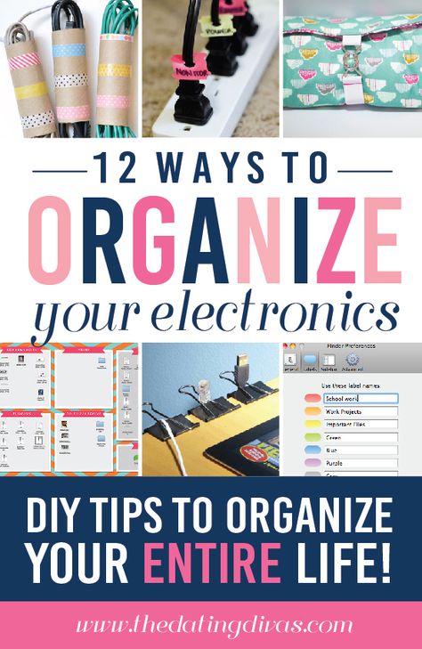 12 Ways to Organize your Electronics and Cords Electronics Organization Storage, Organize Life, Medication Organization, Electronics Storage, Creative Organization, Linen Closet Organization, Ways To Organize, Electronic Organization, Over The Sink