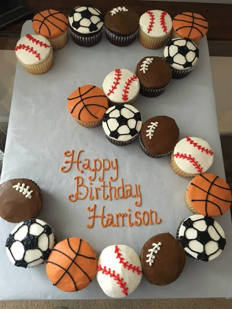 Two Sports Birthday, Sports Themed Party Foods, All Star Cake Sports, Birthday Party Sports Theme, Sports Themed 1st Birthday Party, Sports Party Desserts, Ball Theme Cupcakes, Sports Theme Cake Pops, Sports Theme Bday Party