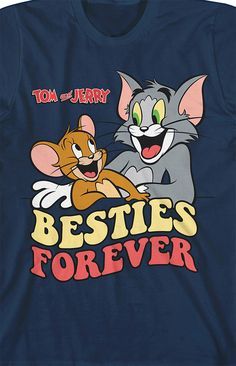 T-shirt design ideas for women T Shirt Print Design, Printed Tee Women, T-shirt Print Design, Besties Forever, Shirt Print Design, Tom And Jerry, T Shirt Print, Cartoon Print, Printed Tees