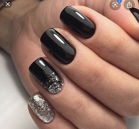 Black Nails With Glitter, Nagellack Trends, Black Nail Art, Black Nail Designs, Nail Designs Glitter, Coffin Nails Designs, Classy Nails, Gorgeous Nails, Acrylic Nail Designs