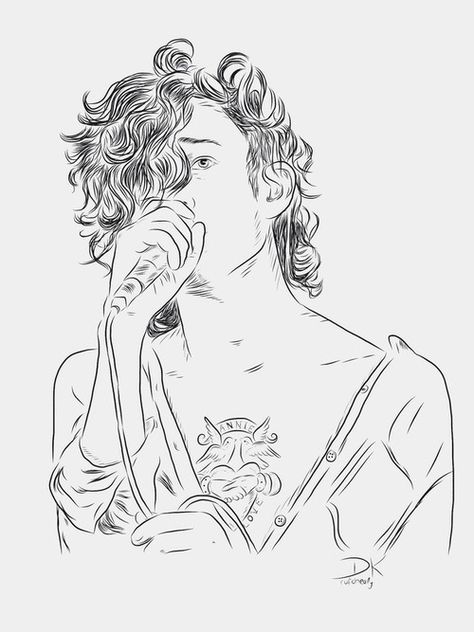 Matty Healy // the 1975 // draw. The 1975 Drawing, 1975 Drawing, Slay Girlboss, 1975 Aesthetic, Line Art Tattoo, Band Quotes, Omerta Tattoo, Matty Healy, Incredible Tattoos