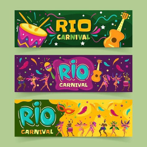 Rio Carnival Banners Festival Banner Carnaval, Masquerade Design, Festival Banner Design, Carnival Banner, Carnival Design, Festival Banner, Carnival Posters, Rio Carnival, Carnival Festival