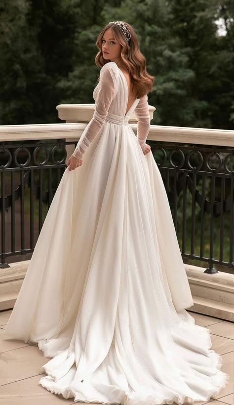 Wedding Dresses Beautiful, Elegant Long Sleeve Wedding Dresses, Wedding Dresses Whimsical, Sleeves Wedding Dresses, Bride Dress Simple, Simple Wedding Dresses, Wedding Dress Flowy, Classy Wedding Dress, Dresses Romantic