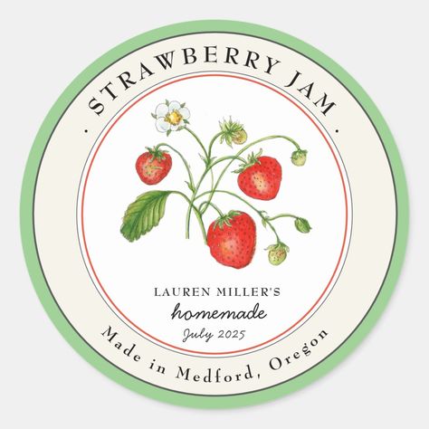 Vintage Strawberry Jam jar Canning label Preserves Labels, Jam Jar Labels, Jam Label, Canning Fruit, Canning Labels, Watercolor Vintage, Jar Design, Fruit Preserves, Vintage Strawberry