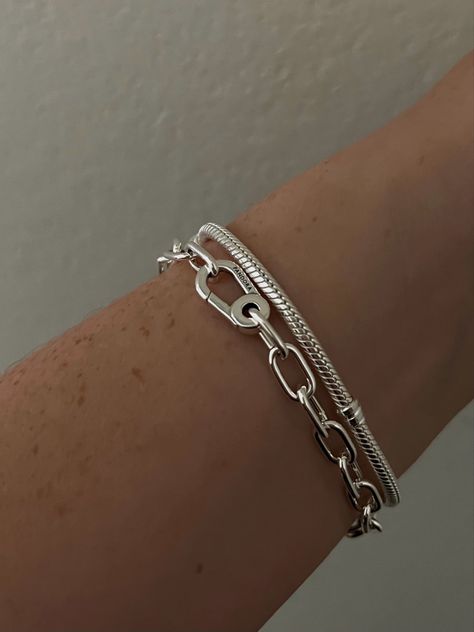 Silver And Gold Chain Bracelet, Silver Jewelry Bracelets Classy, Cool Silver Bracelets, Sterling Silver Bracelet Stack, Silver Jewelry Aesthetic Bracelet, Silver Wrist Stack, Dainty Silver Bracelet Stack, Silver Bracelet Stack Aesthetic, Bracelet Stack Ideas Silver