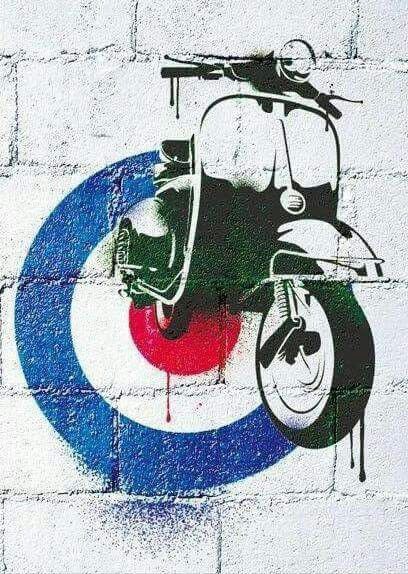 Mod Graffiti Mod Style 60's, London 60s, Vespa Logo, Baracuta G9, Classic Vespa, Retro Scooter, Fred Perry Polo Shirts, Motorcycle Artwork, Mod Scooter