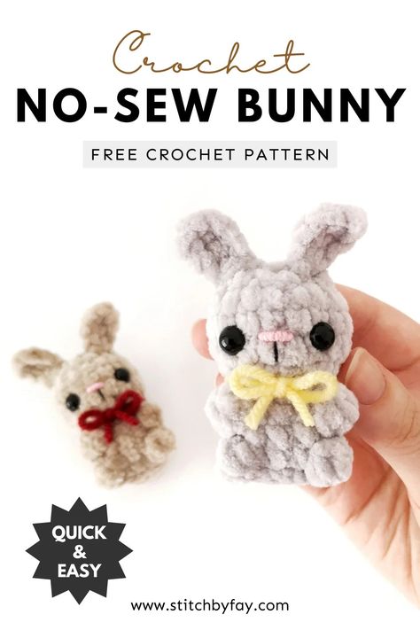 No-Sew Crochet Bunny Pattern (Free!) Crochet Tiny Rabbit Free Pattern, No Sew Crochet Bunny Pattern Free, Small Bunny Crochet Pattern Free, Easter Crochet Patterns Free Easy, Small Crochet Gifts Free Pattern, Small Amigurumi Free Pattern, Crochet Bunny Pattern Free, Bunny Pattern Free, Sew Bunny