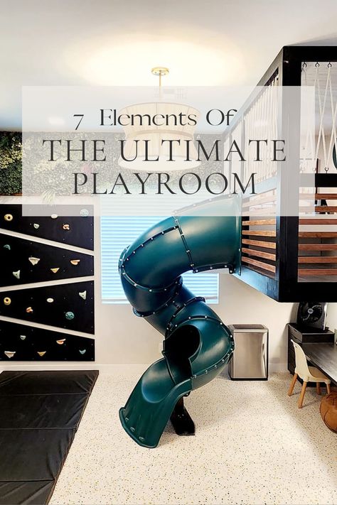 Build a playroom with ample playroom storage and organization that your littles will never want to leave. Find tips for a playroom design that will wow! Playroom Closet Ideas Play Areas, Playroom With Climbing Wall, Fancy Playroom, Playroom Wall Colors, Big Kids Playroom Ideas, Garage Playroom Ideas, Basement Kids Playroom, Big Kid Playroom, Playroom Ideas For Boys