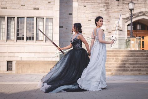 Wlw sword wedding Poly Lesbian Wedding, Wlw Wedding, Fake Wedding, Epic Wedding, Goth Wedding, Dark Wedding, Positive Comments, Fairy Wedding, Lgbtq Wedding