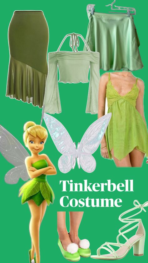 tinkerbell, fairy costume, halloween costume, group costume inspo Fairy Costume Green, Fairy Costume Halloween, Halloween Costume Group, Tinkerbell Halloween Costume, Bell Costume, Monster High Halloween, Tinkerbell Costume, Tinkerbell Fairy, Tinker Bell Costume