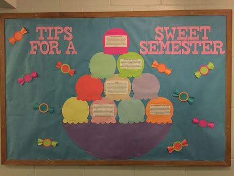 tips for a sweet semester Ra Bulletin Boards Welcome To College, Ra Floor Programs, Dorm Bulletin Boards Resident Assistant, Ra Bulletin Boards Spring Semester, Resident Assistant Boards, August Bulletin Boards, End Of Semester Bulletin Board Ra, Finals Bulletin Board Ra, Ra Bulletin Boards Midterms