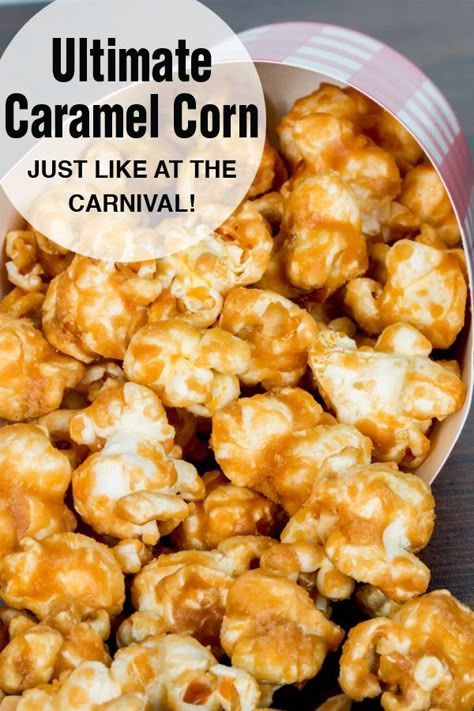 Caramel corn that's super crunchy and perfectly salty. It's just as good as the stuff you buy at the carnival or the mall. I'm so happy to be able to make it at home!  #popcorn #caramel #caramelcorn #bestcaramelcorn #bestpopcorn #carnivalfood #homemade #homemadepopcorn #snack #recipe #delicious #food Amish Caramel Corn, Caramel Popcorn With Condensed Milk, Best Caramel Corn Recipe, Best Carmel Corn Recipe, Recipe For Caramel Popcorn, Home Made Caramel Popcorn, Oven Baked Caramel Corn, How To Make Caramel Popcorn, Carmel Corn Recipe Homemade