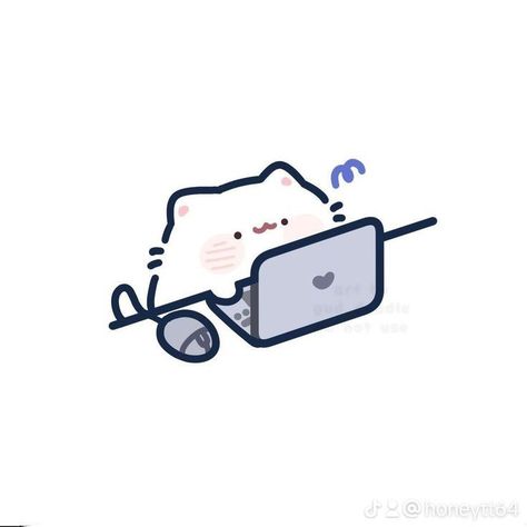 Cat Fanart Cute, Cat Using Laptop, Cartoon Cat Pfp, Cat Pfp Drawing, Simple Pfp, Cute Animal Pfp, Chat Icon, Cute Easy Doodles, Chibi Cat