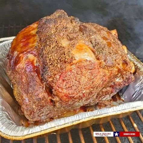 Learn how to make the perfect smoked prime rib using your pellet grill! Hey Grill Hey Prime Rib, Pellet Grill Rib Recipes, Smoked Steaks In Pellet Smoker, Prime Rib On Smoker Grill, Pellet Smoker Prime Rib, Traeger Smoked Prime Rib Roast, Boneless Prime Rib Roast On Pellet Grill, Pellet Smoked Prime Rib, Pellet Smoker Prime Rib Roast