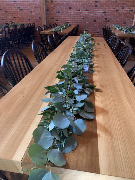 50th Anniversary Table Decorations, Picnic Table Wedding, Garland Table Runner, Flower Runner, Paper Table Runner, Wedding Color Pallet, Green Table Runner, Fall Wedding Color Palette, Bar Mitzva