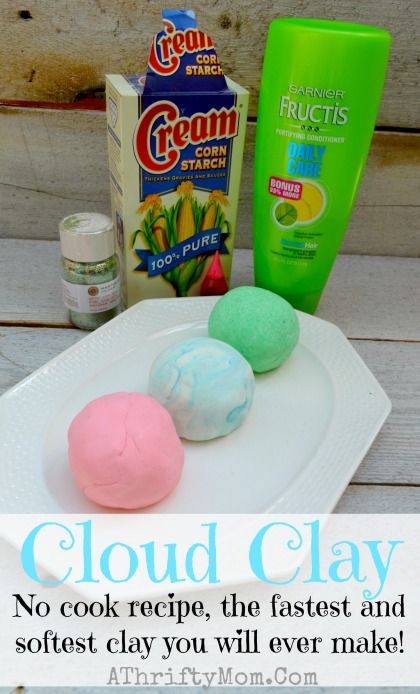 Cloud Clay ~ Softest Clay EVER, Only 2 ingredients NO COOK recipe #Kids #DIY - A Thrifty Mom - Recipes, Crafts, DIY and more Cloud Clay, Make Playdough, Diy Playdough, Babysitting Activities, Clay Recipe, No Cook, Playdough Recipe, Homemade Playdough, Things To Make